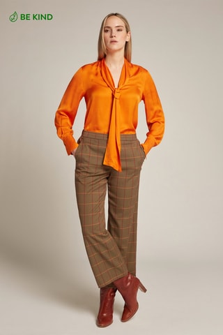 Pantalón recto 7/8 - Rojo, marrón y naranja