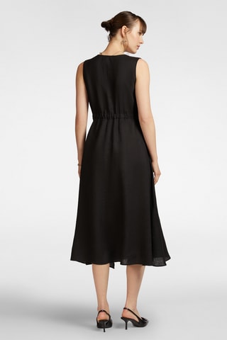 Vestido cruzado de lino - Negro