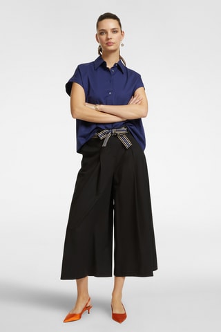 Pantalón ancho 7/8 de tiro alto - Negro