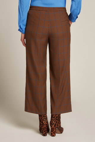 Pantalón recto 7/8 - Azul y marrón