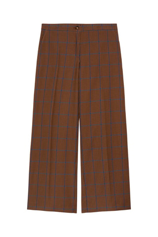 Pantalón recto 7/8 - Azul y marrón