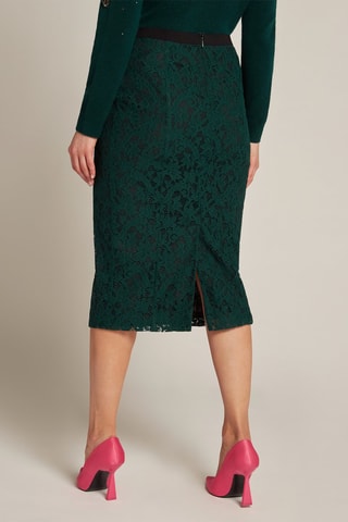Falda midi de encaje - Negro y verde