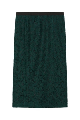 Falda midi de encaje - Negro y verde