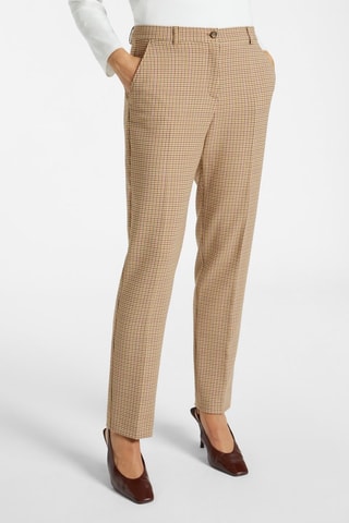 Pantalón recto de tiro alto - Beige, rosa y gris