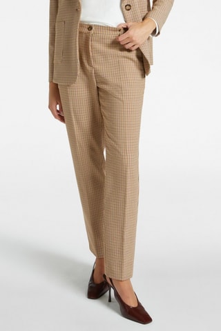 Pantalón recto de tiro alto - Beige, rosa y gris