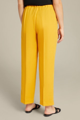 Pantalón regular fit de lino - Amarillo