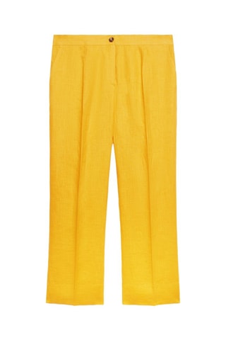 Pantalón regular fit de lino - Amarillo