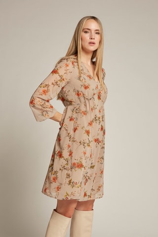 Vestido recto - Beige, rojo y verde