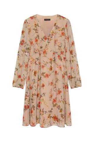 Vestido recto - Beige, rojo y verde