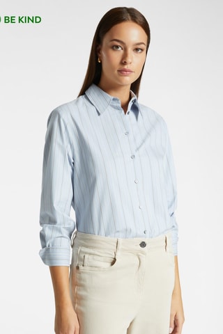 Camisa - Blanco, azul y gris