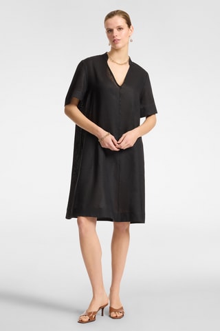 Vestido trapecio de lino - Negro