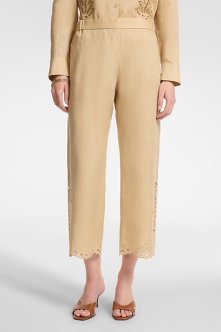 Pantalón 7/8 de tiro alto de lino - Crudo