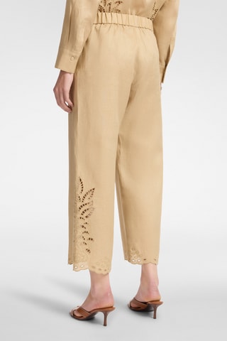 Pantalón 7/8 de tiro alto de lino - Crudo