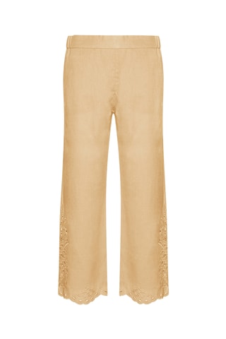 Pantalón 7/8 de tiro alto de lino - Crudo