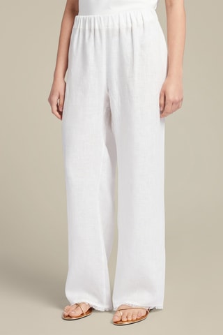 Pantalón recto de lino - Blanco