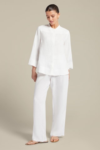 Pantalón recto de lino - Blanco