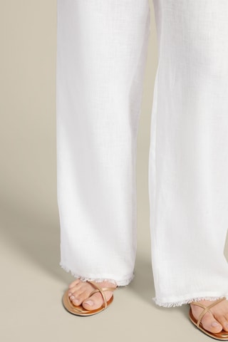 Pantalón recto de lino - Blanco