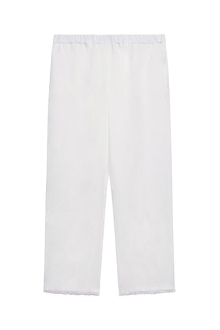Pantalón recto de lino - Blanco