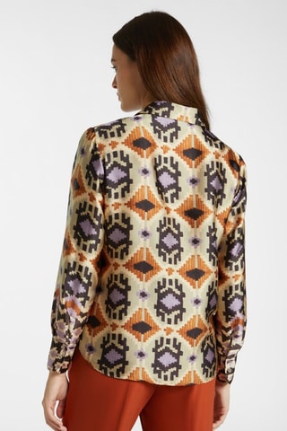 Camisa - Beige, verde, naranja y gris