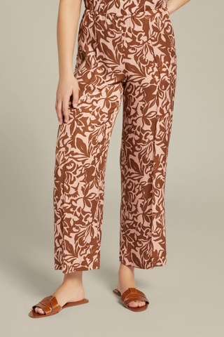 Pantalón palazzo 7/8 - Beige y marrón