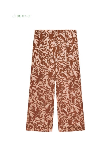 Pantalón palazzo 7/8 - Beige y marrón