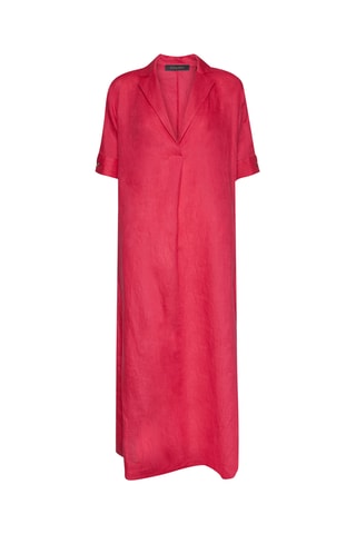 Vestido midi de lino - Rojo