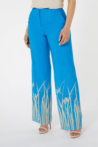 Pantalón recto - Beige y azul