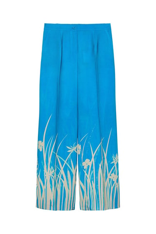 Pantalón recto - Beige y azul