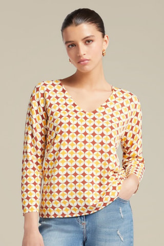 Blusa - Beige, rojo y amarillo