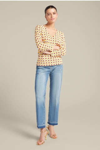 Blusa - Beige, rojo y amarillo