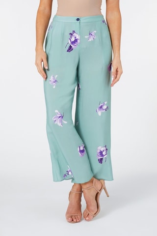 Pantalón wide leg - Blanco, verde y violeta