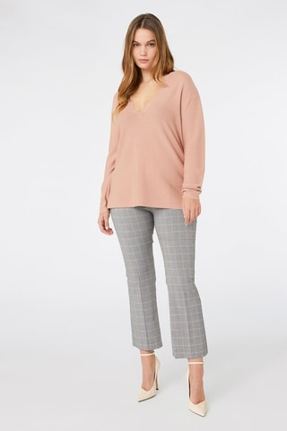 Pantalón flare de tiro alto - Rosa y gris