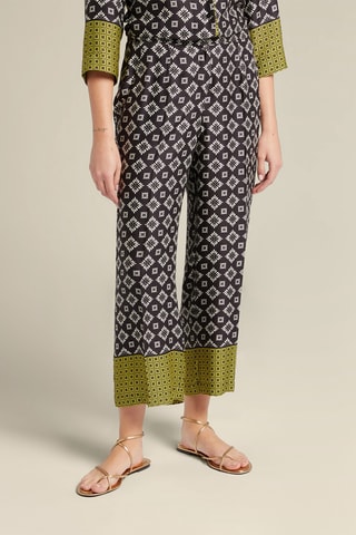 Pantalón recto 7/8 de tiro alto - Blanco