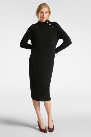 Vestido recto de lana - Negro