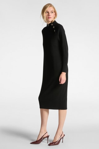 Vestido recto de lana - Negro