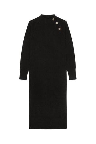 Vestido recto de lana - Negro