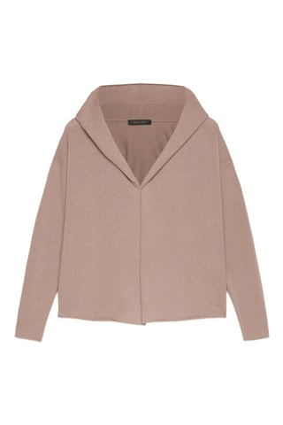 Cárdigan con capucha de lana - Beige