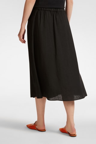Falda trapecio de lino - Negro