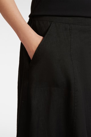 Falda trapecio de lino - Negro