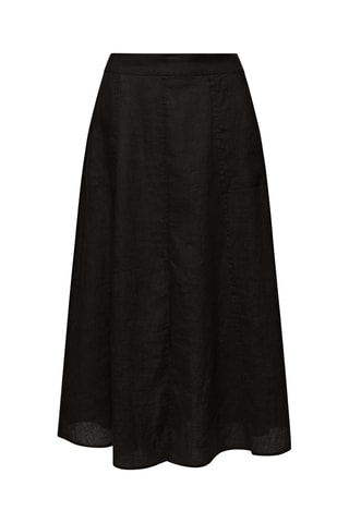 Falda trapecio de lino - Negro