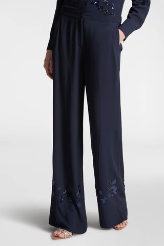 Pantalón wide leg de tiro alto - Azul