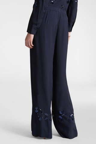 Pantalón wide leg de tiro alto - Azul