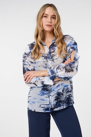 Camisa - Blanco, negro y azul