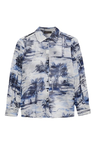 Camisa - Blanco, negro y azul