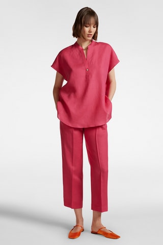 Pantalón recto de lino - Rojo