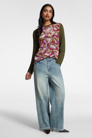 Blusa - Beige, rojo y verde