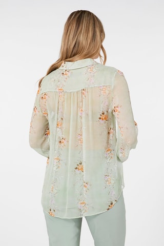 Camisa de flores - Verde, marrón y naranja