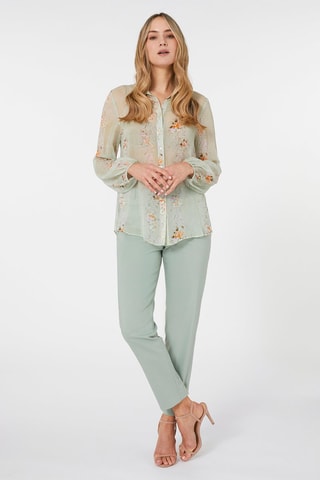 Camisa de flores - Verde, marrón y naranja