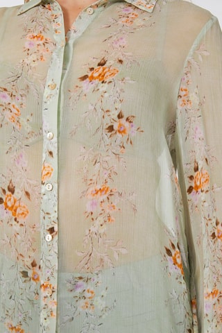 Camisa de flores - Verde, marrón y naranja