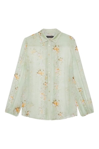 Camisa de flores - Verde, marrón y naranja